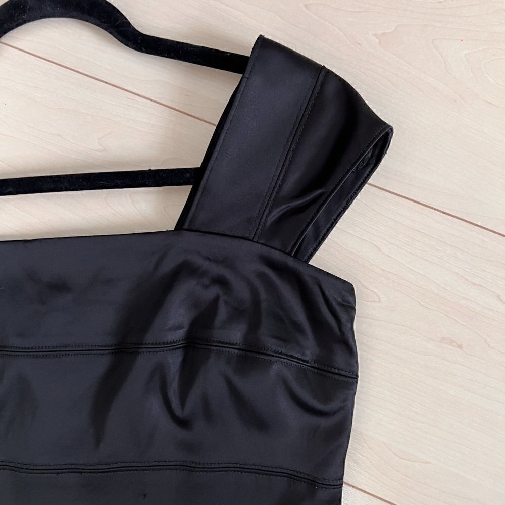 Calvin Klein Black Satin Bandage Bodycon Dress Sz 8 - Picture 7 of 13